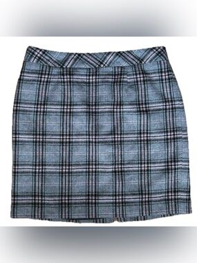 Chadwicks Of Boston Gray Black Pink Plaid Wool Blend Pencil Skirt Size 16P